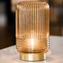 Cordless Tan Ribbed Glass Lamps, thumbnail 4 of 6