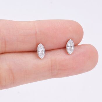 Sterling Silver White Topaz Marquise Stud Earrings, 4 of 12