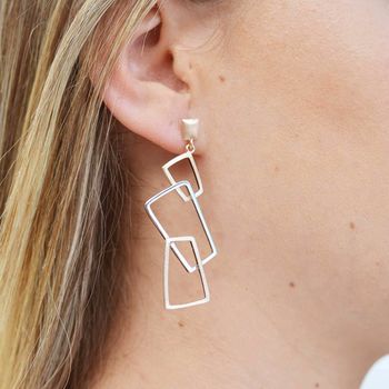 Gold And Silver Earrings With Geometric Elements Geo, 3 of 6
