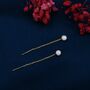 Fire Opal Dot Threader Earrings In Sterling Silver, thumbnail 4 of 11