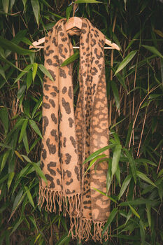 Fauve Leopard Animal Print Scarf, 3 of 5