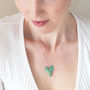 Jade Green And Gold Colour Print Heart Pendant Necklace, thumbnail 2 of 3