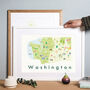 Washington State Map USA Art Print, thumbnail 1 of 3