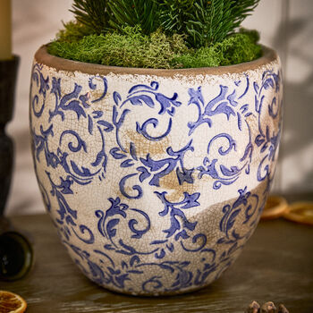 Solene Blue Botanical Planter, 3 of 6