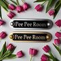 Pee Pee Room Metal Door Sign Modern, thumbnail 1 of 6