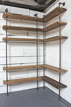 Malin Reclaimed Scaffolding Board Corner Shelves, 6 of 9