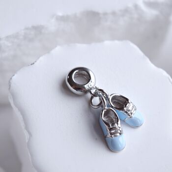 Baby Boy Shoes Charm 925 Silver Baby Shower Gift, 5 of 6
