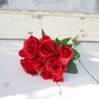 Red Coloured Artificial Rose Bunch, thumbnail 1 of 12