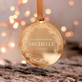 Personalised Memorial Gold Christmas Bauble Decoration, 4 of 7