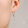 Sterling Silver Lily Of The Valley With Pearl Dangle Earrings, thumbnail 3 of 10