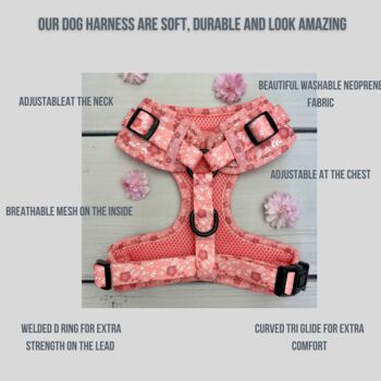Pink Floral Dog Harness, 2 of 4