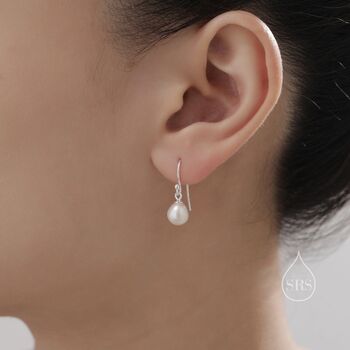 Sterling Silver Natural Freshwater Pearl Drop Hook Earrings, 3 of 10