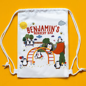 Children's Personalised Penguin Friends Playground Bag, 2 of 4