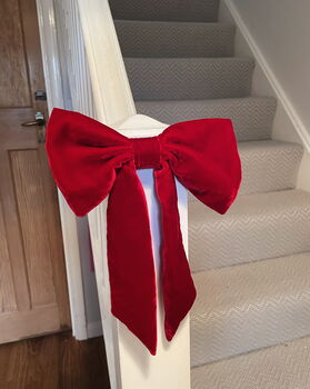 Eve Silk Velvet Christmas Tree Bow Topper, 6 of 6