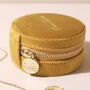 Personalised Mustard Velvet Round Travel Jewellery Case, thumbnail 3 of 5