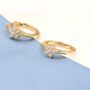 Clear Cz Flower Huggie Hoop Earrings, thumbnail 4 of 12