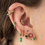 Green Baguette Single Cartilage Hoop Earring, 7mm, thumbnail 2 of 5