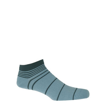 Retro Stripe Blue And Crosslet Grey Men's Trainer Socks, 3 of 5