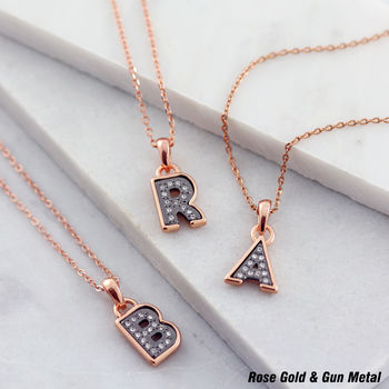 Vegas Metallic Diamante Initial Necklace, 2 of 6