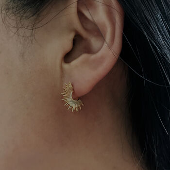 Gold Sunbeam Hoop Earrings, 2 of 3