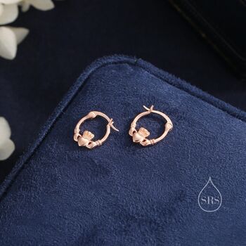 Sterling Silver Claddagh Hoop Earrings, 6 of 12