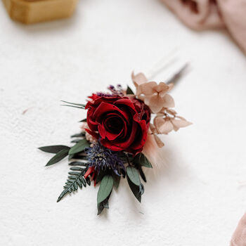 Fawn Jewel Toned Preserved Flower Wedding Hair Pin, 3 of 4