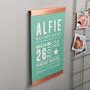 Personalised Baby Details Copper And Canvas Print, thumbnail 2 of 4