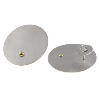 Large Silver Disc With Gold Ball Stud Earrings, 3 of 7