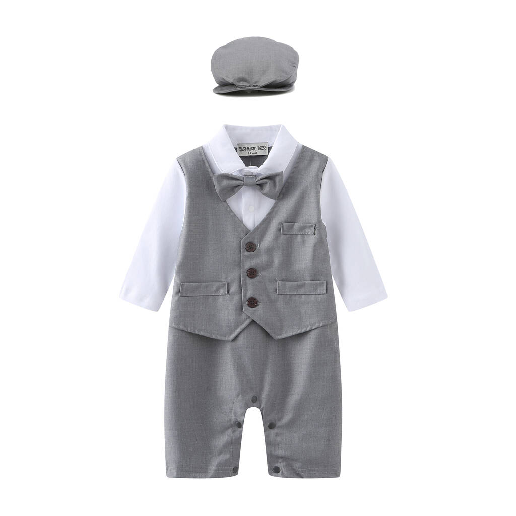 Baby Boy's All In One Outfit With Matching Hat By Baby Magic Dress