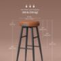 Set Of Two Bar Stools Synthetic Leather With Stitching, thumbnail 10 of 12