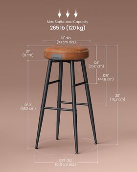 Set Of Two Bar Stools Synthetic Leather With Stitching, 10 of 12