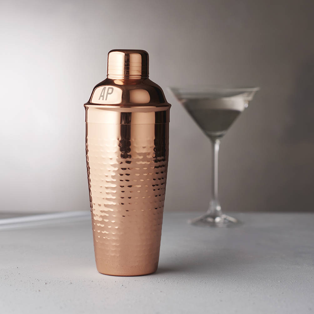 personalised initials hammered copper cocktail shaker by ...
