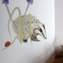 Badger And Muscari Giclee Fine Art Print, thumbnail 7 of 9