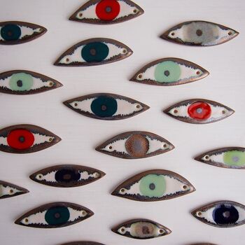 Handmade Ceramic Eye Pendant Necklace, 4 of 11