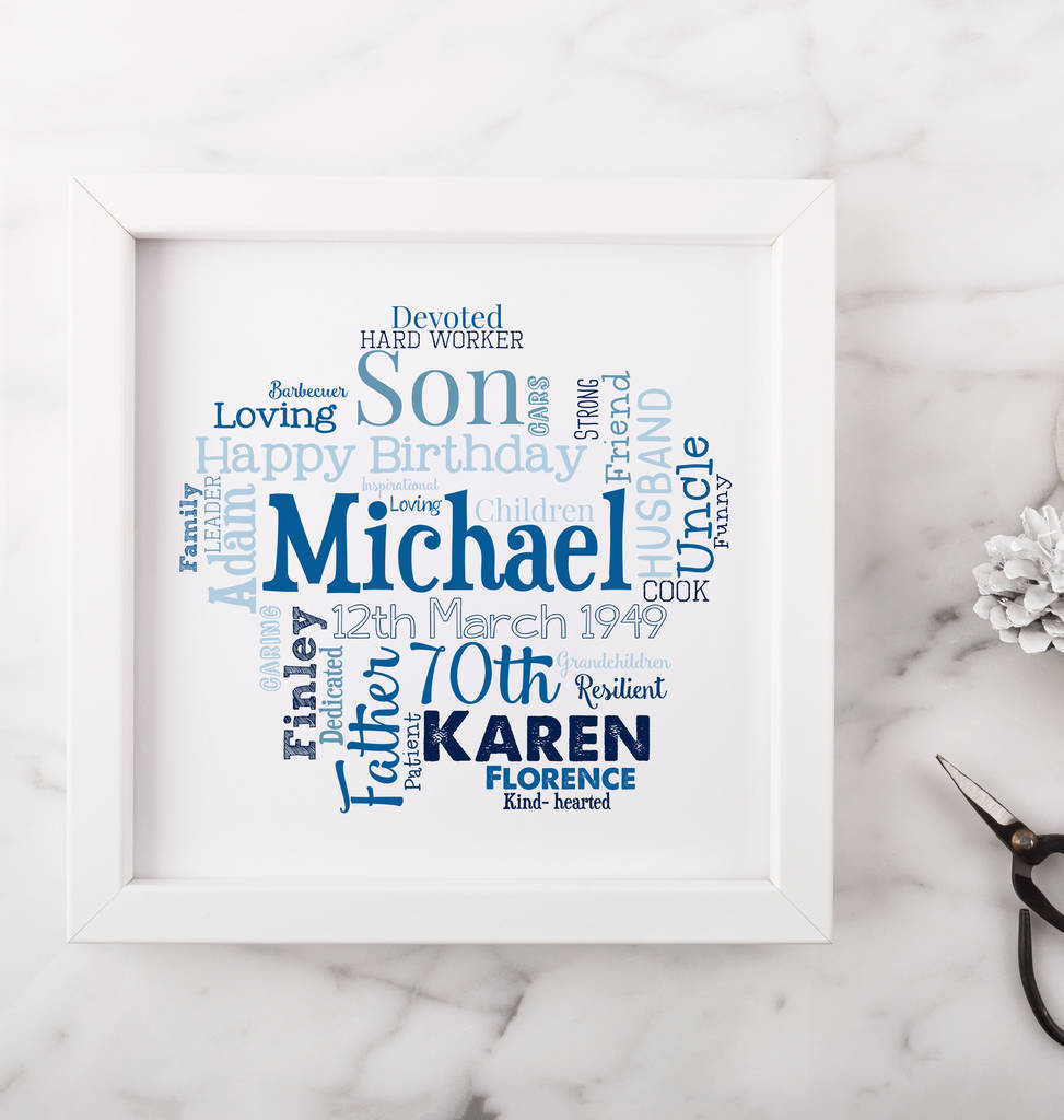 Personalised 70th Birthday Gift For Him By Hope And Love 