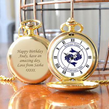 Personalised Pisces Fish Design Pocket Watch, 2 of 5