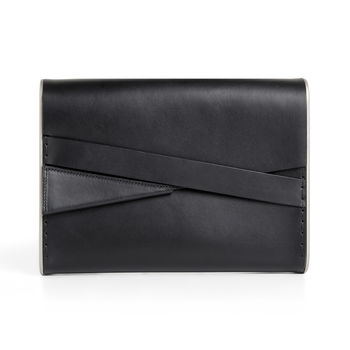 Black Minimal Modern Leather Clutch, 2 of 8