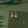 Aster Flower Drop Hook Earrings In Sterling Silver, thumbnail 6 of 10