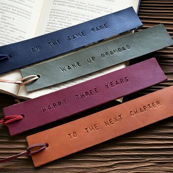 Handstamped Personalised Leather Bookmark, 4 of 4