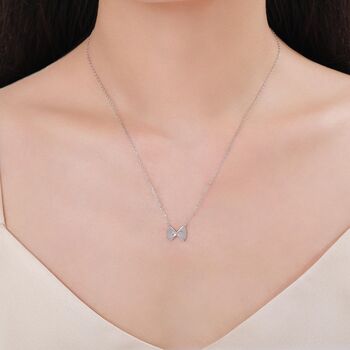 Sterling Silver Farfalle Pasta Shape Pendant Necklace, 5 of 12