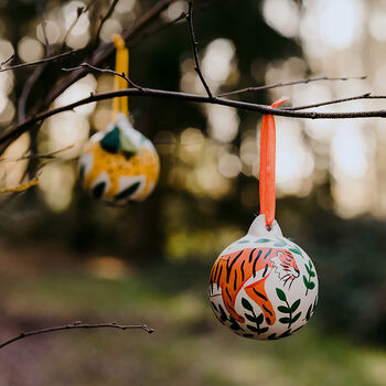 Tiger In The Jungle Hand Painted Ceramic Bauble, 7 of 7