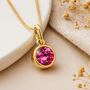 Personalised Gold Plated Sterling Silver October Pink Tourmaline Birthstone Necklace, thumbnail 1 of 10