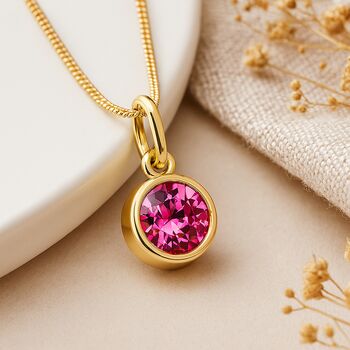 Personalised October Birthstone Necklace In Gold Plated Silver, 3 of 10