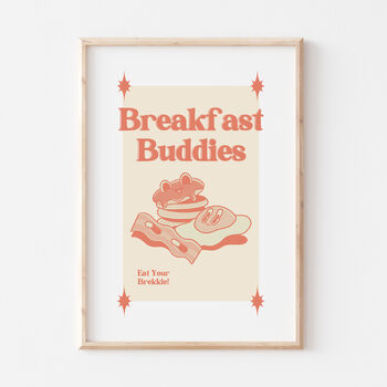 Retro Breakfast Buddies Cartoon Wall Art Print, 5 of 6