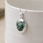 Personalised Sterling Silver Moss Agate Gemstone Photo Locket Necklace, thumbnail 2 of 8