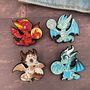 Set Of Four Elemental Dragon Enamel Pins, thumbnail 1 of 5