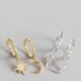 Gold Plated And Sterling Silver Star Moon Hoop Earrings, thumbnail 4 of 6