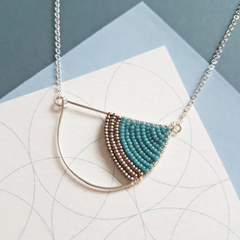 Silver Geometric Arc Necklace, 2 of 7