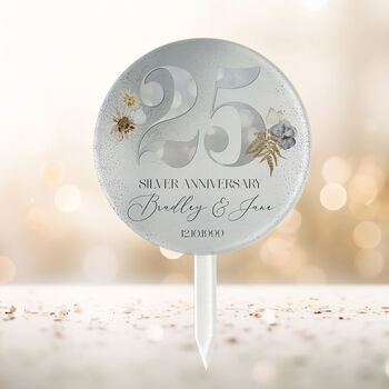 25th Wedding Anniversary Personalised Cake Topper, 2 of 6