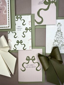 Modern Bow Christmas Cards Set Of Five, 3 of 4
